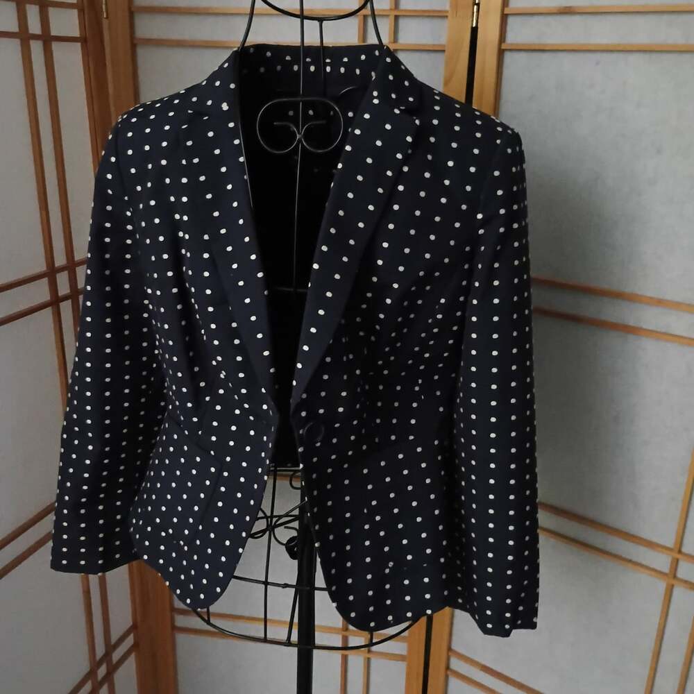 New Without Tags. The Limited Navy White Polka Dot Button Blazer Jacket Xsmall
